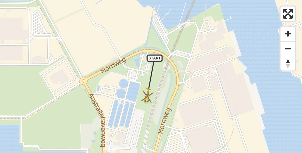 Vluchtroute Traumahelikopter van Amsterdam Heliport naar Amsterdam Heliport