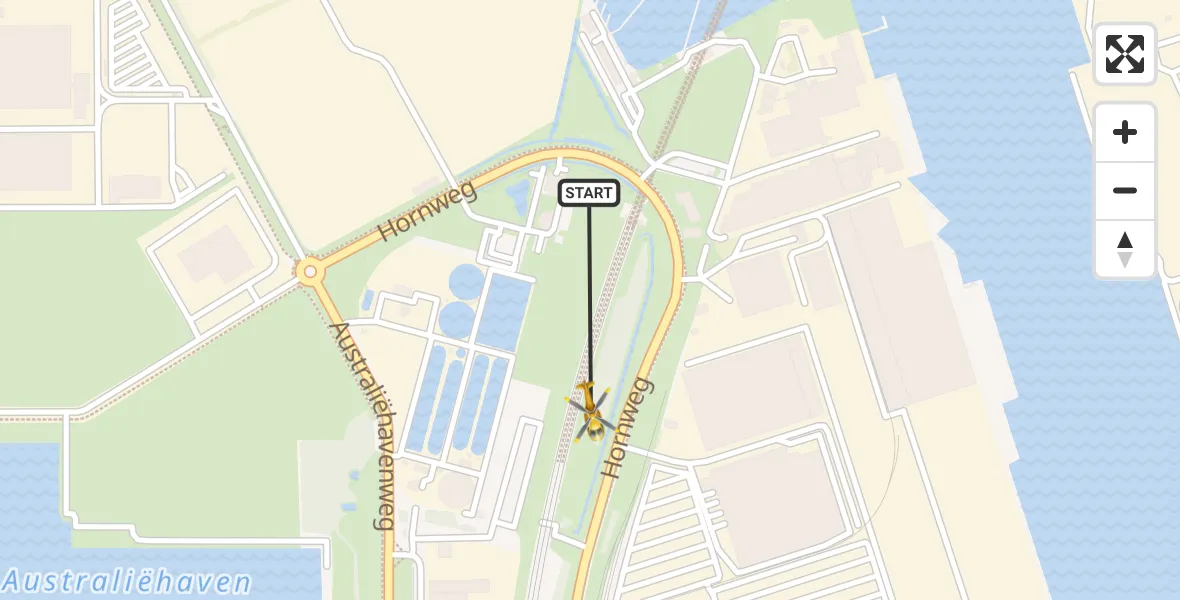 Routekaart van de vlucht: Traumahelikopter naar Amsterdam Heliport, Lipariweg