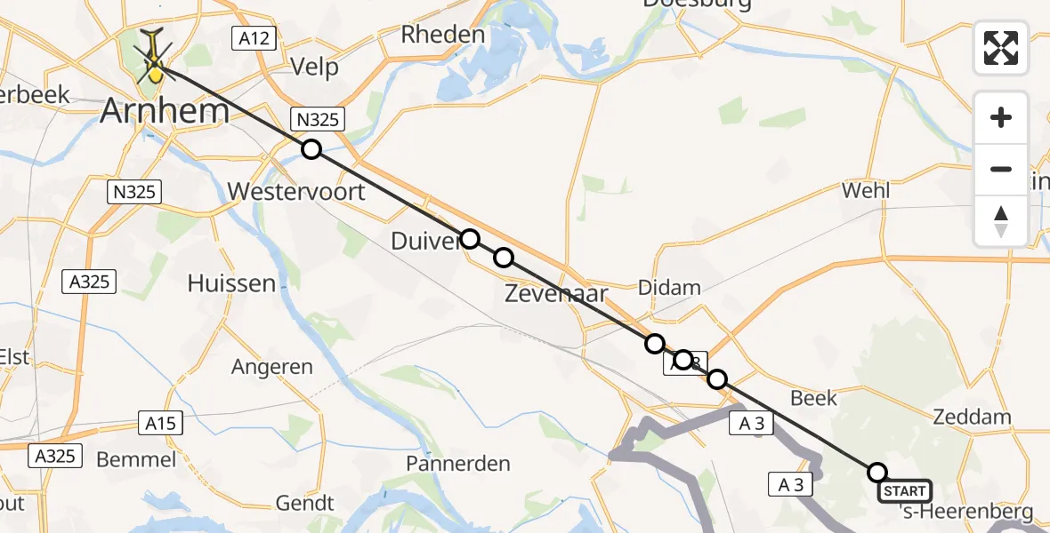 Routekaart van de vlucht: Lifeliner 3 naar Arnhem, Boterweg