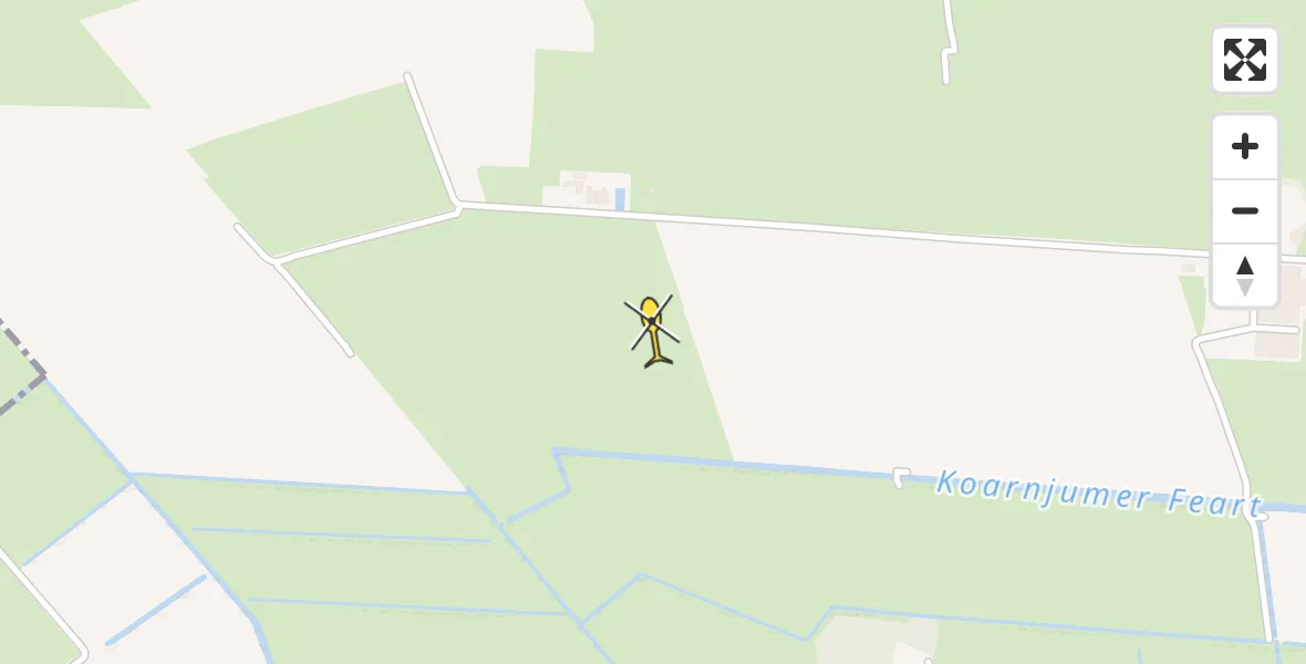 Vluchtroute Ambulancehelikopter van Vliegbasis Leeuwarden naar Vliegbasis Leeuwarden