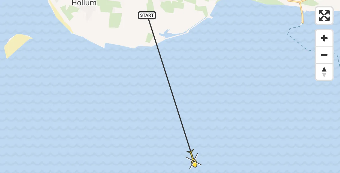 Routekaart van de vlucht: Ambulancehelikopter naar Marrum