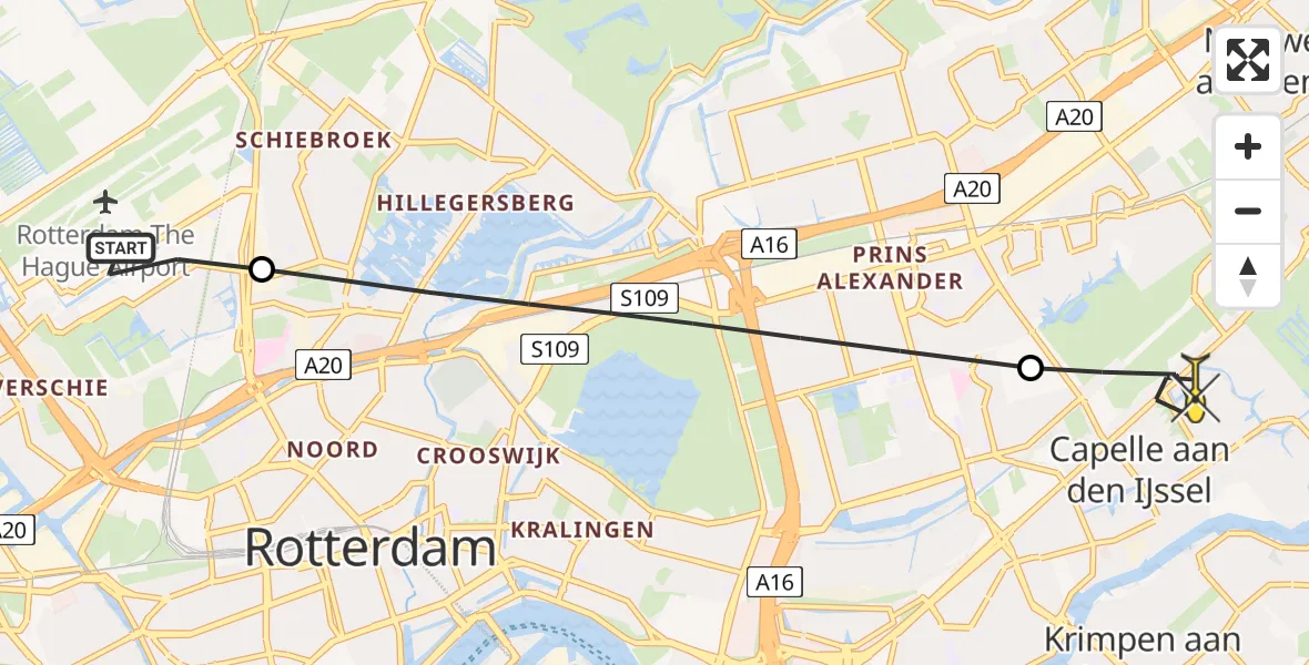 Routekaart van de vlucht: Lifeliner 2 naar Capelle aan den IJssel, Ada Lovelacestraat