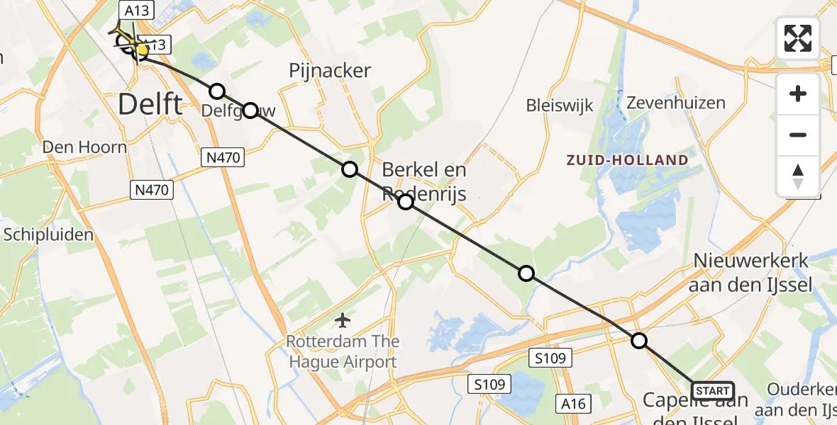 Routekaart van de vlucht: Lifeliner 2 naar Rijswijk, Kringdans