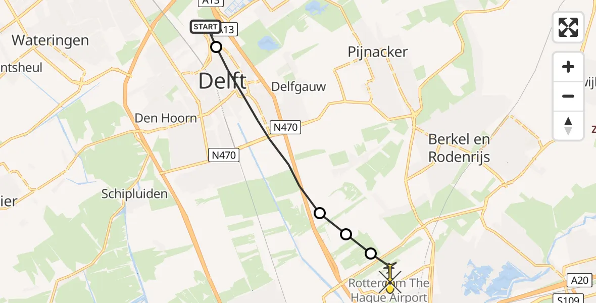 Routekaart van de vlucht: Lifeliner 2 naar Rotterdam The Hague Airport, Raam