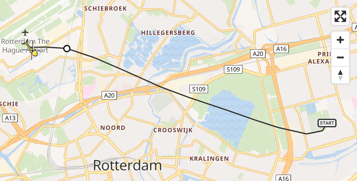 Routekaart van de vlucht: Lifeliner 2 naar Rotterdam The Hague Airport, Lucie Vuylstekeweg