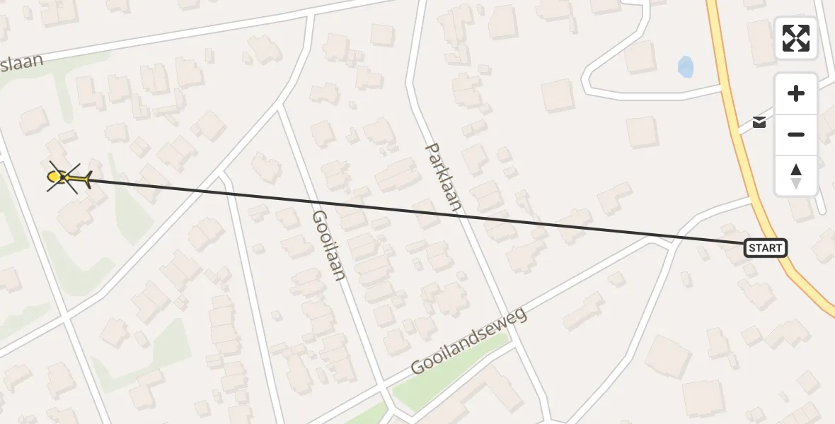 Routekaart van de vlucht: Politiehelikopter naar Bussum, Koningslaan