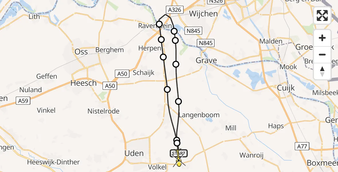 Routekaart van de vlucht: Lifeliner 3 naar Vliegbasis Volkel, Bovenste Trent