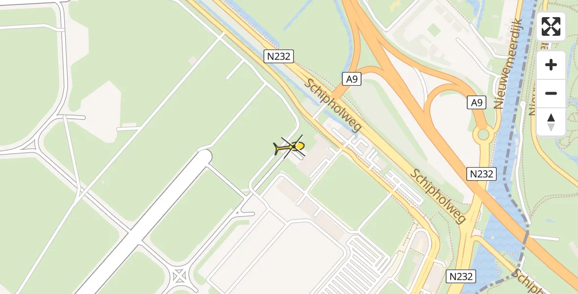 Vluchtroute Politiehelikopter van Schiphol naar Schiphol