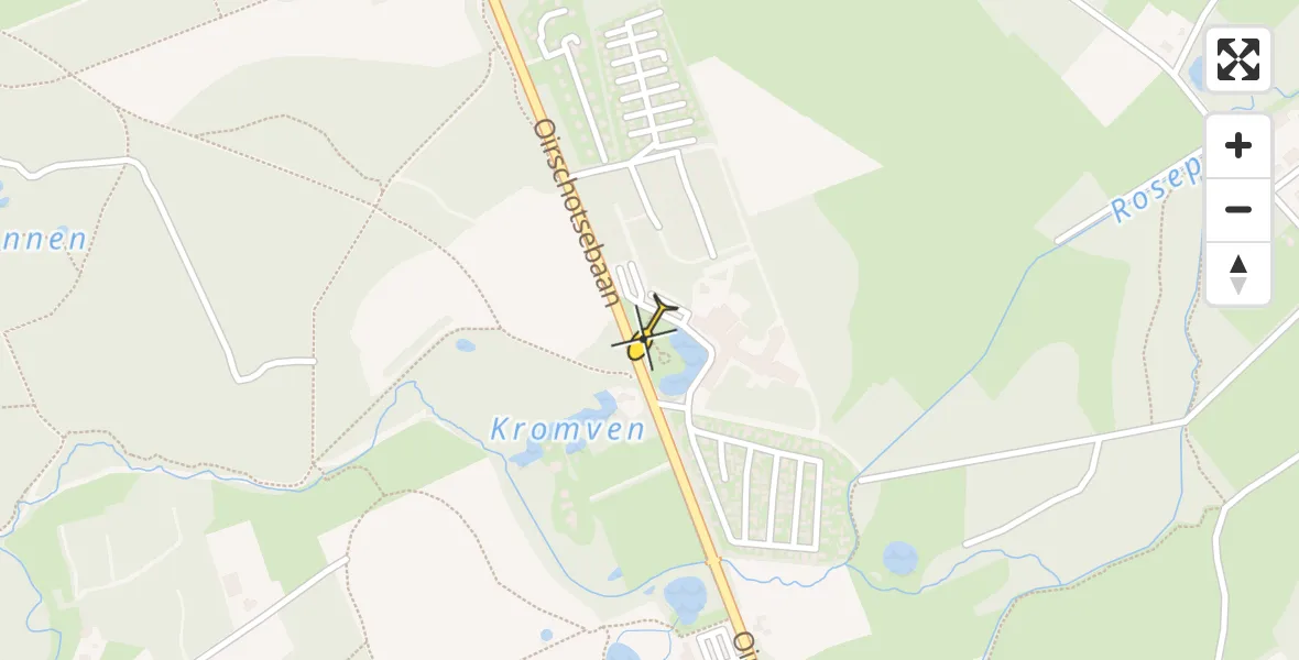 Routekaart van de vlucht: Traumahelikopter naar Oisterwijk