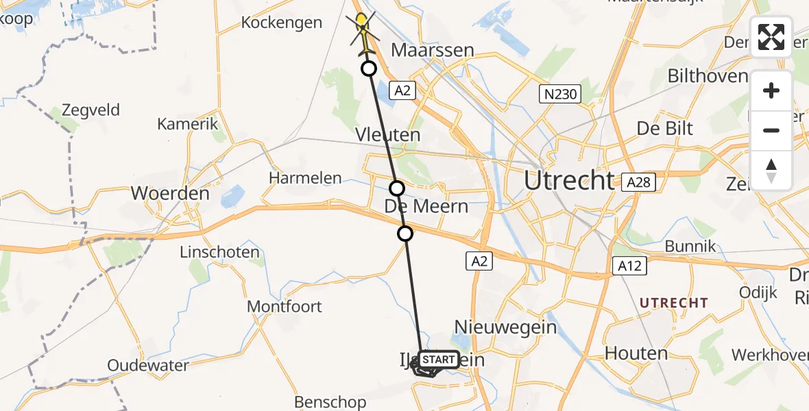Routekaart van de vlucht: Politiehelikopter naar Breukelen, Valeriaan