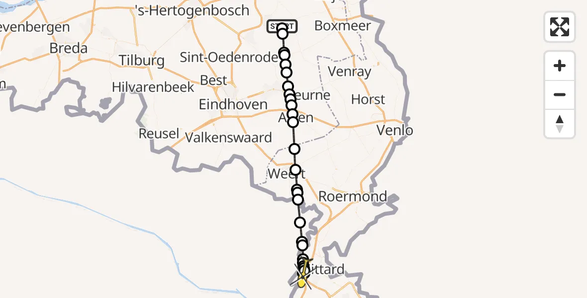 Routekaart van de vlucht: Lifeliner 3 naar Urmond, Vogelstraat