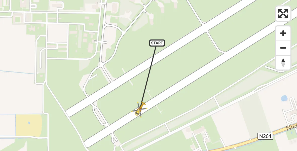 Vluchtroute Traumahelikopter van Vliegbasis Volkel naar Vliegbasis Volkel