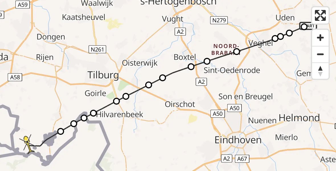 Routekaart van de vlucht: Lifeliner 3 naar Baarle-Nassau, Kloosterstraat