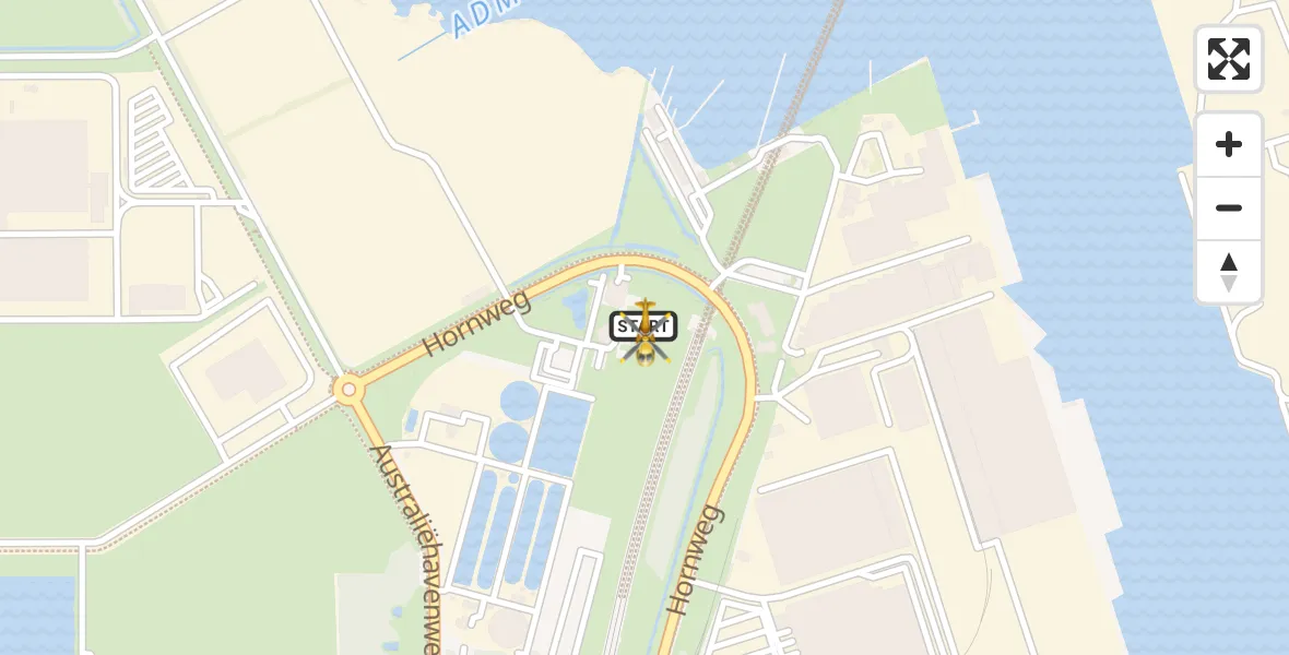Vluchtroute Traumahelikopter van Amsterdam Heliport naar Amsterdam Heliport