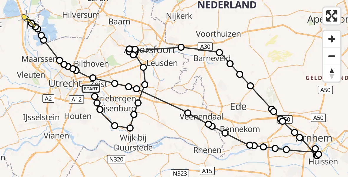 Routekaart van de vlucht: Politieheli naar Loenen aan de Vecht, Albert Nijlandpad