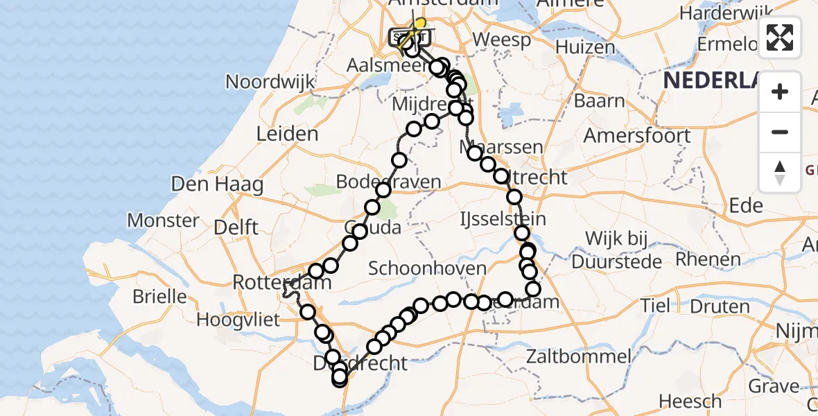 Routekaart van de vlucht: Politieheli naar Schiphol, Halim P.K. straat