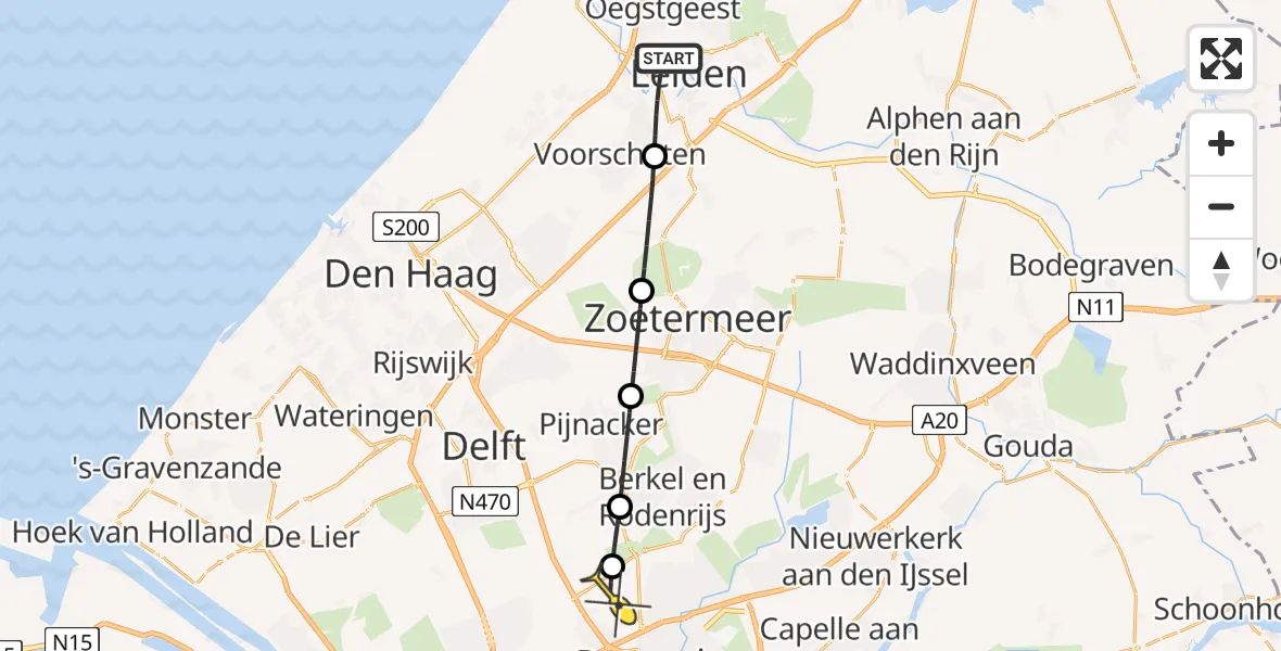 Routekaart van de vlucht: Lifeliner 2 naar Rotterdam The Hague Airport, Doctor Lelylaan