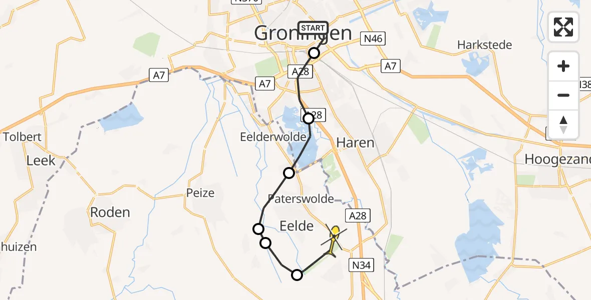 Routekaart van de vlucht: Lifeliner 4 naar Groningen Airport Eelde, Sontweg