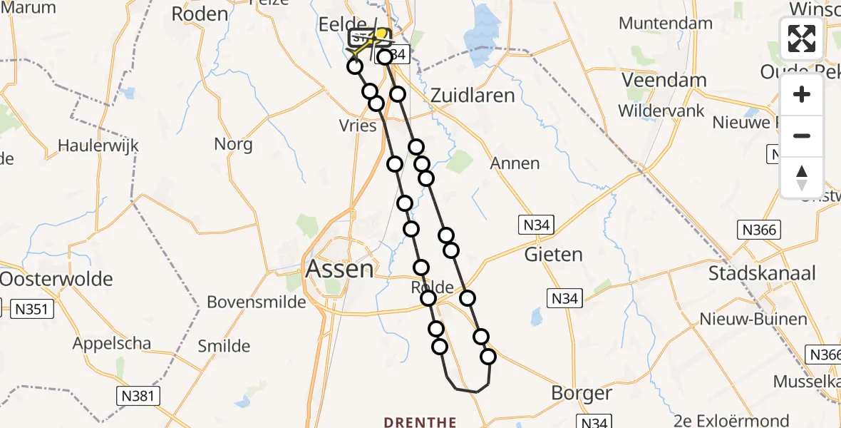 Routekaart van de vlucht: Lifeliner 4 naar Groningen Airport Eelde, Groningerstraat