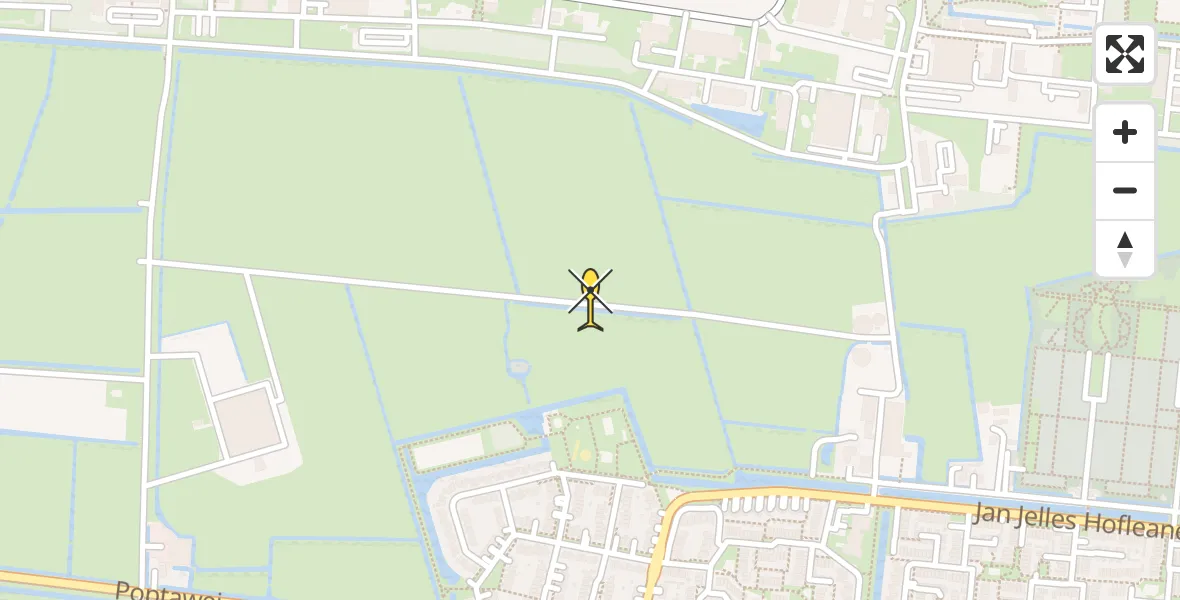 Vluchtroute Ambulancehelikopter van Vliegbasis Leeuwarden naar Vliegbasis Leeuwarden