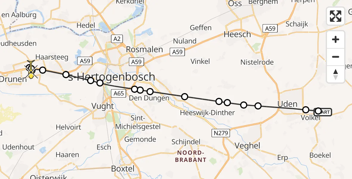 Routekaart van de vlucht: Lifeliner 3 naar Drunen, Wisselstraat