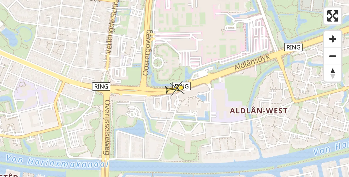 Vluchtroute Ambulancehelikopter van Leeuwarden naar Leeuwarden