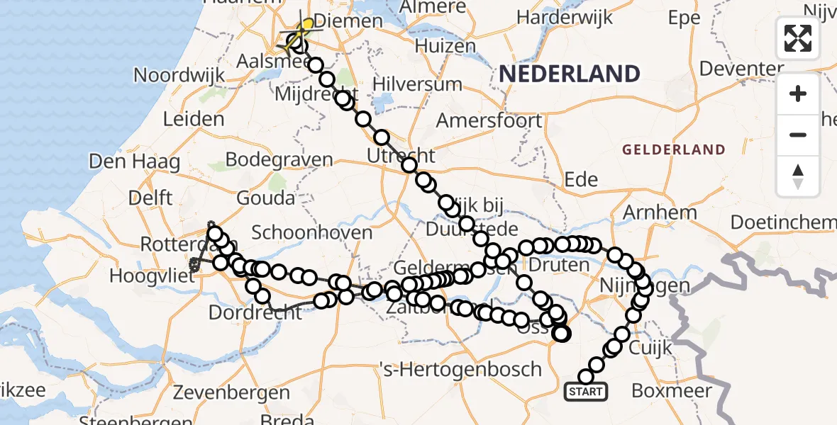 Routekaart van de vlucht: Politieheli naar Schiphol, Zeelandsedijk