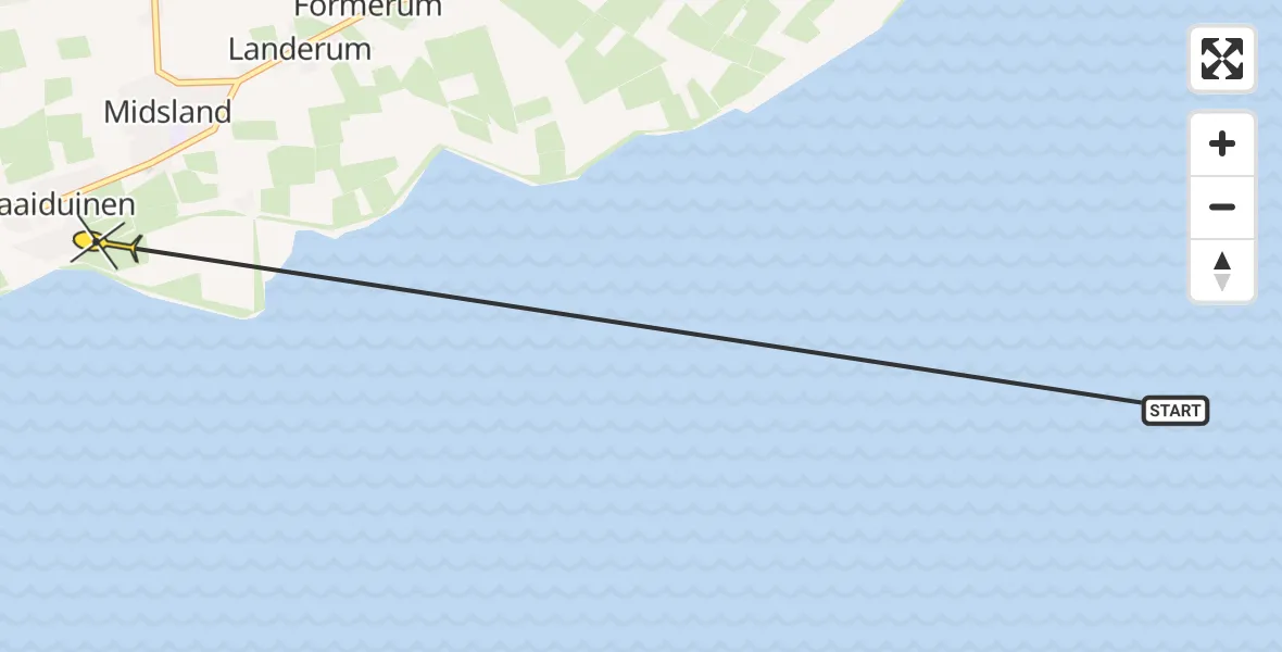 Routekaart van de vlucht: Ambulancehelikopter naar Striep, Kinnum