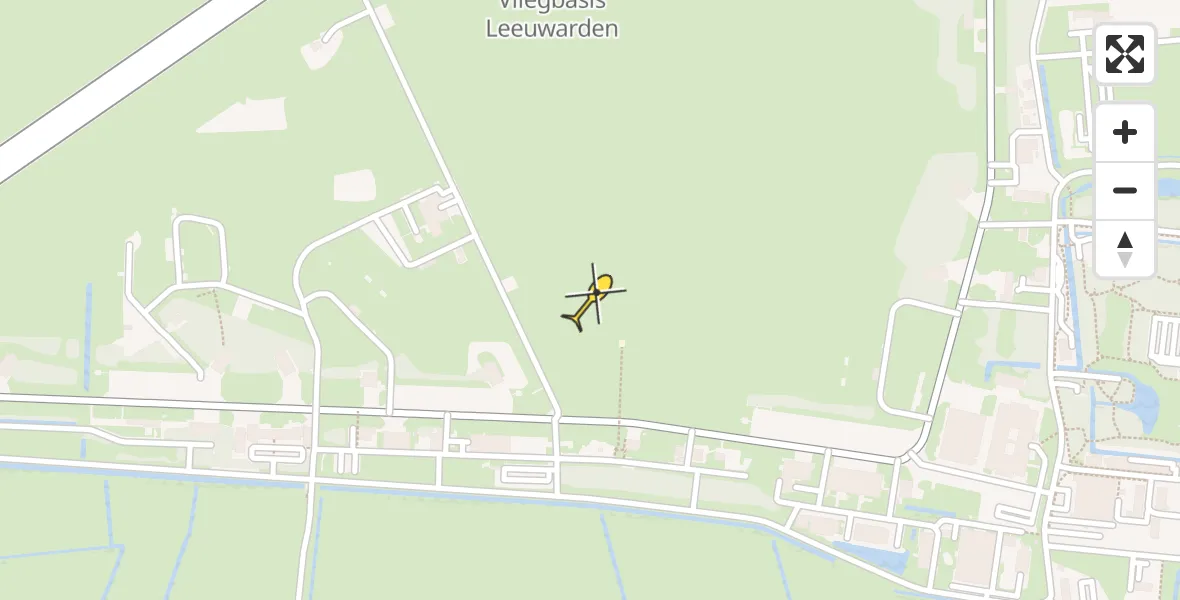 Vluchtroute Ambulancehelikopter van Vliegbasis Leeuwarden naar Vliegbasis Leeuwarden