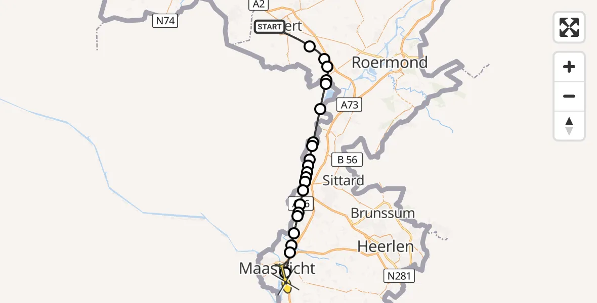 Routekaart van de vlucht: Lifeliner 3 naar Maastricht UMC+, Uilenweg