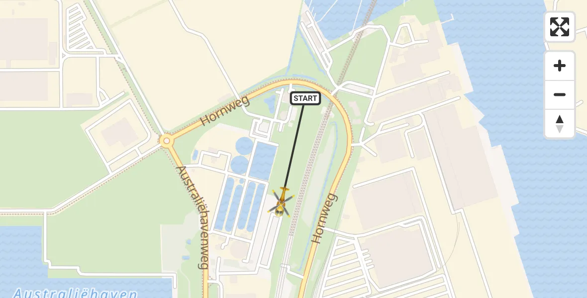 Vluchtroute Traumahelikopter van Amsterdam Heliport naar Amsterdam Heliport