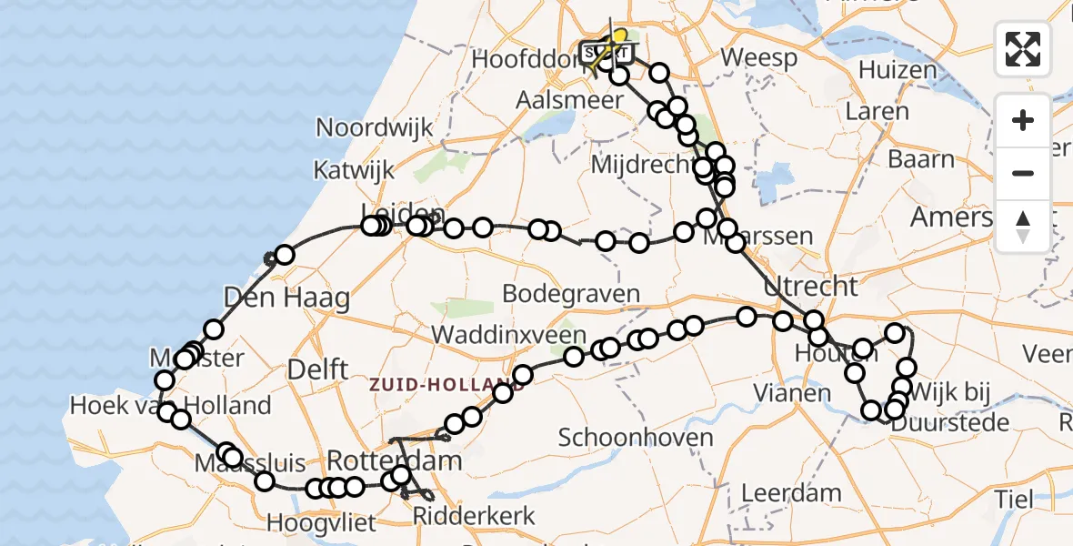 Routekaart van de vlucht: Politieheli naar Schiphol, Mr. Jac. Takkade