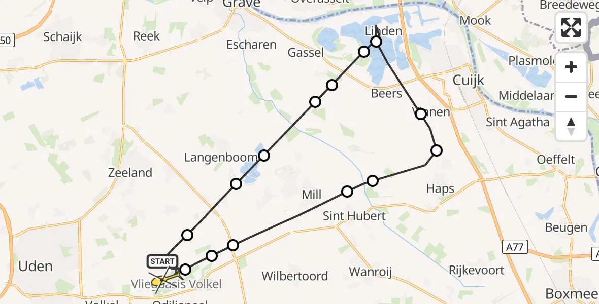 Routekaart van de vlucht: Lifeliner 3 naar Vliegbasis Volkel, Spoorweg