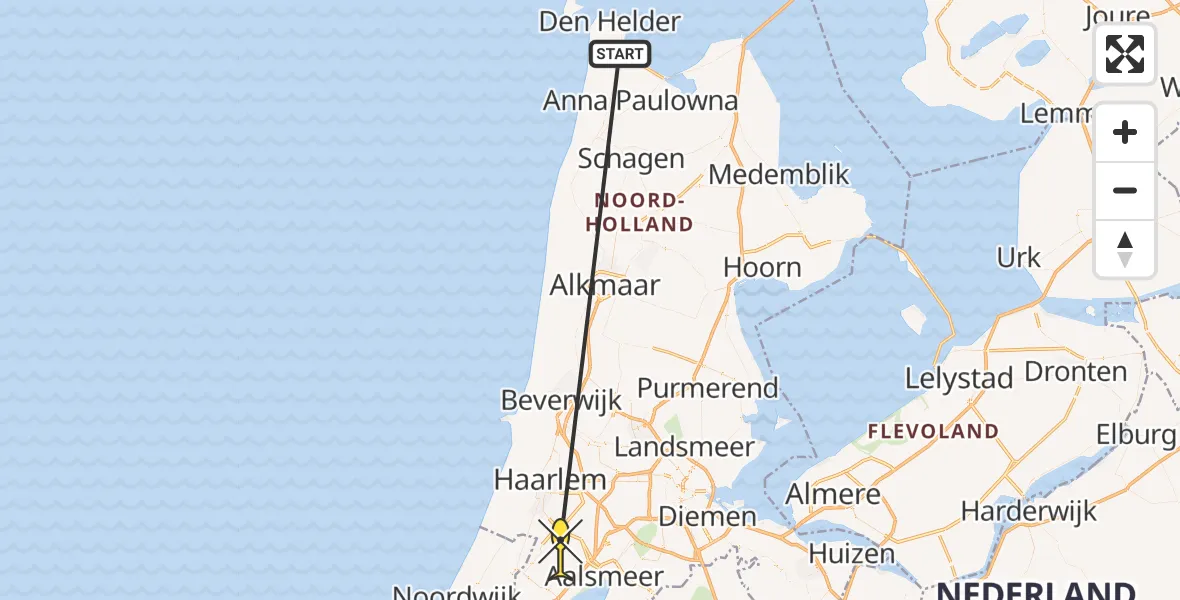 Routekaart van de vlucht: Kustwachthelikopter naar Hoofddorp, Rondenburglaan