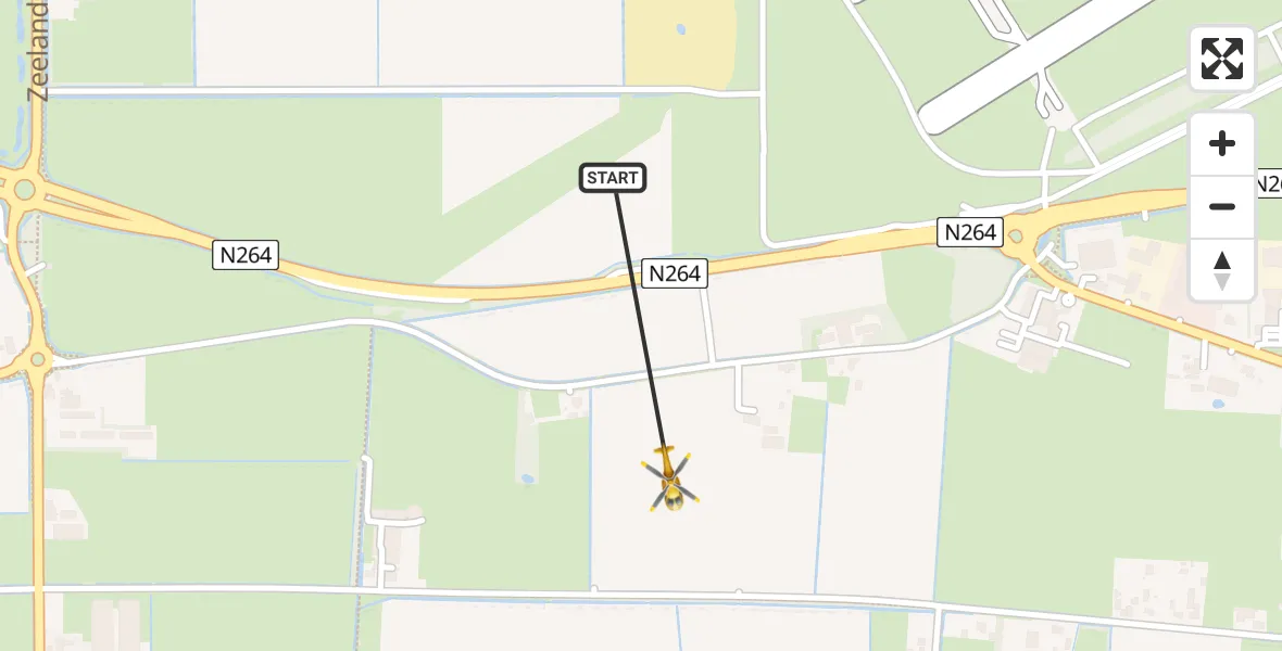 Vluchtroute Traumahelikopter van Vliegbasis Volkel naar Vliegbasis Volkel