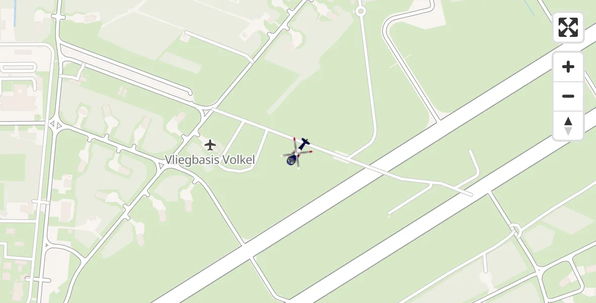 Vluchtroute Politiehelikopter van Vliegbasis Volkel naar Vliegbasis Volkel