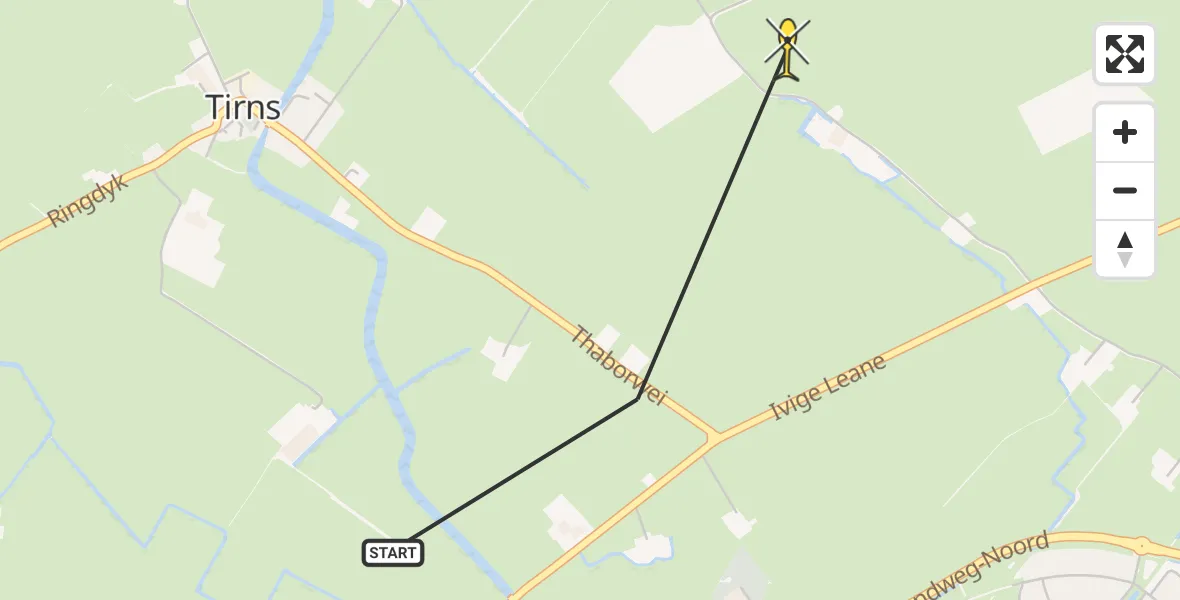Routekaart van de vlucht: Ambulancehelikopter naar Scharnegoutum, Ivige Leane