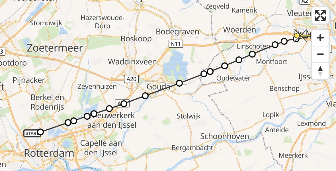 Routekaart van de vlucht: Lifeliner 2 naar De Meern, Van der Duijn van Maasdamweg