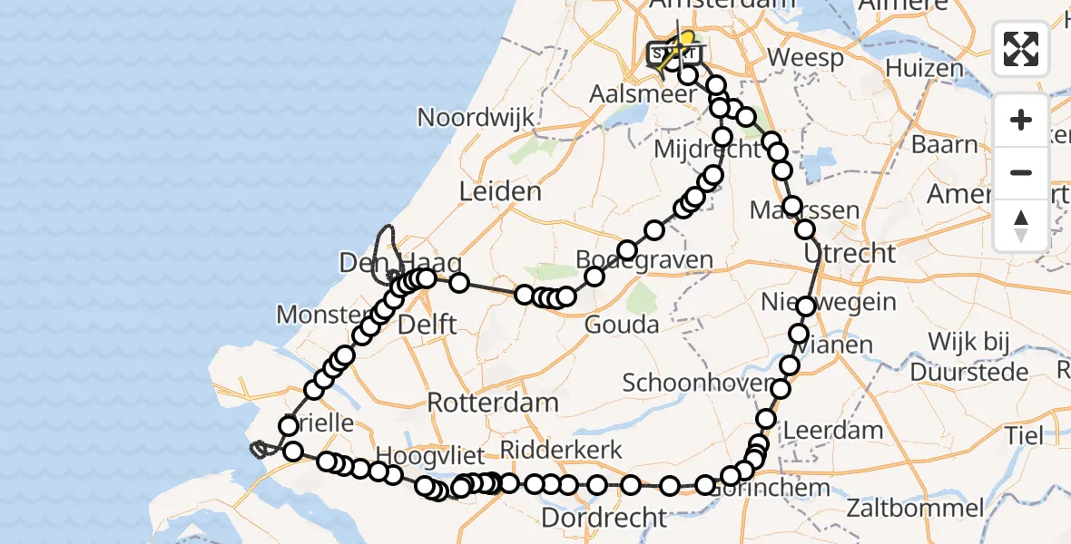 Routekaart van de vlucht: Politieheli naar Schiphol, Mr. Jac. Takkade