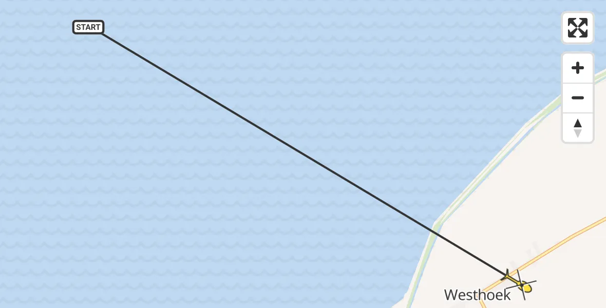 Routekaart van de vlucht: Ambulancehelikopter naar Westhoek, Oudebildtdijk