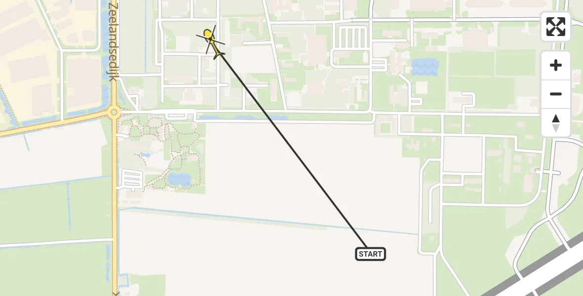 Routekaart van de vlucht: Traumaheli naar Vliegbasis Volkel, Zeelandsedijk