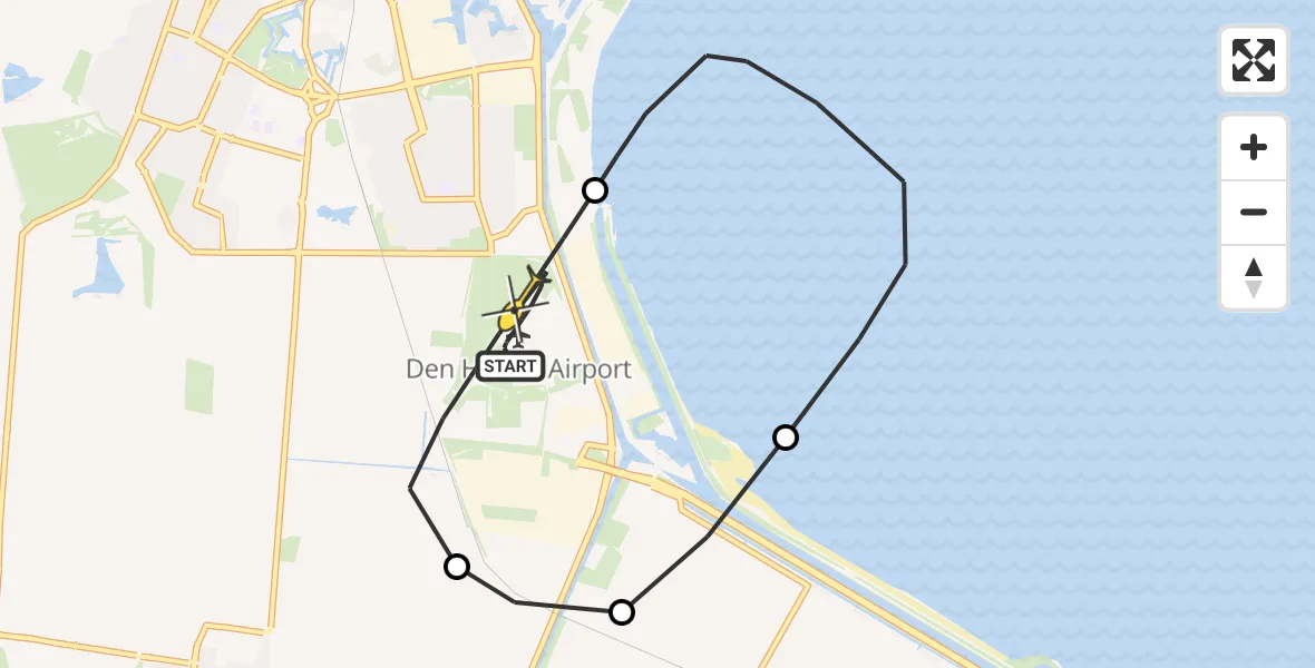 Routekaart van de vlucht: Kustwachthelikopter naar Vliegveld De Kooy, Luchthavenweg