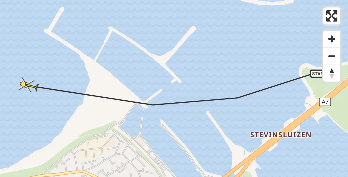 Routekaart van de vlucht: Kustwachthelikopter naar Den Oever, Havenkade