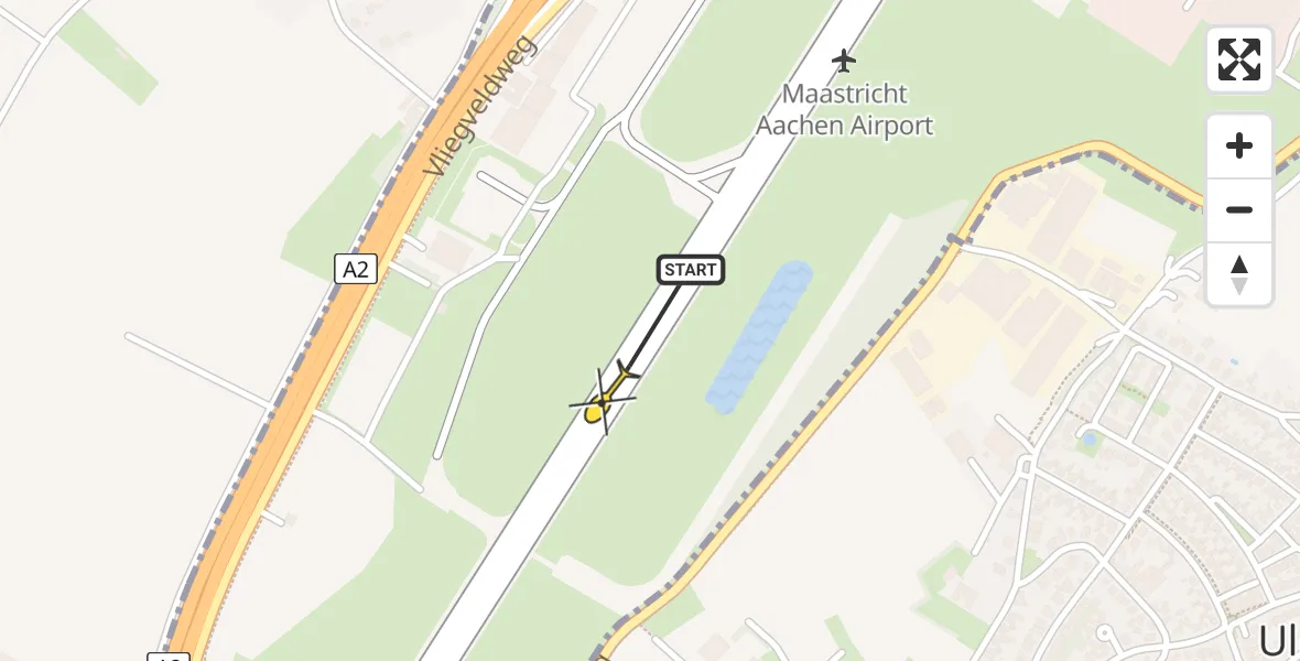 Routekaart van de vlucht: Politieheli naar Maastricht Aachen Airport, Bamfordweg