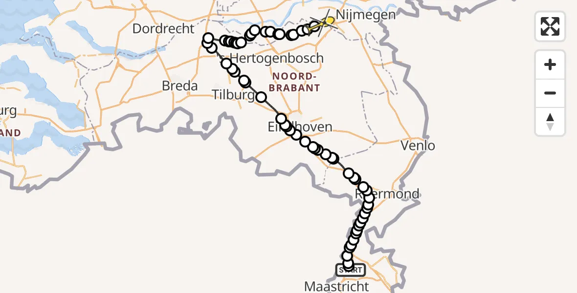 Routekaart van de vlucht: Politieheli naar Dieden, Scheerhuisweg