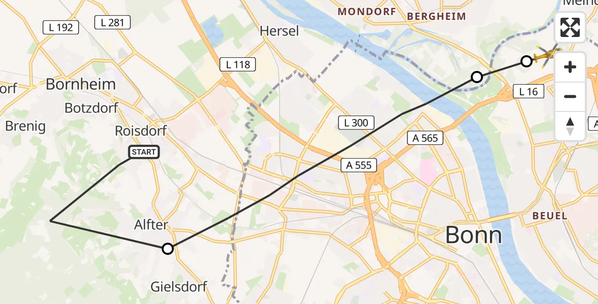 Vluchtroute Ambulancehelikopter Bornheim - , 02 april 2024, 11:39