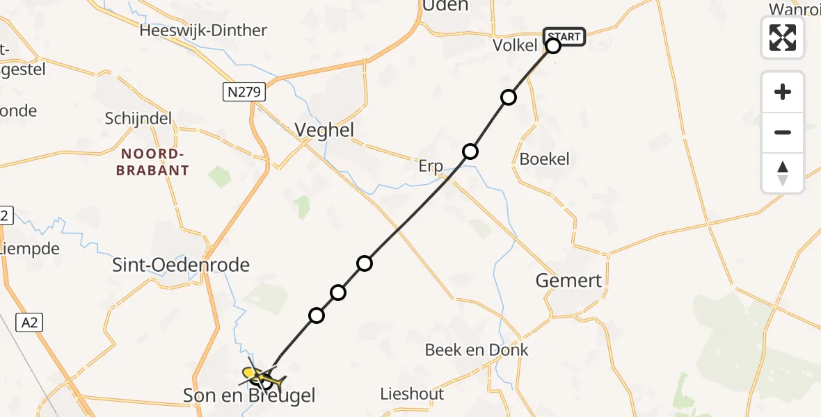 Routekaart van de vlucht: Lifeliner 3 naar Sint-Oedenrode, Zeelandsedijk