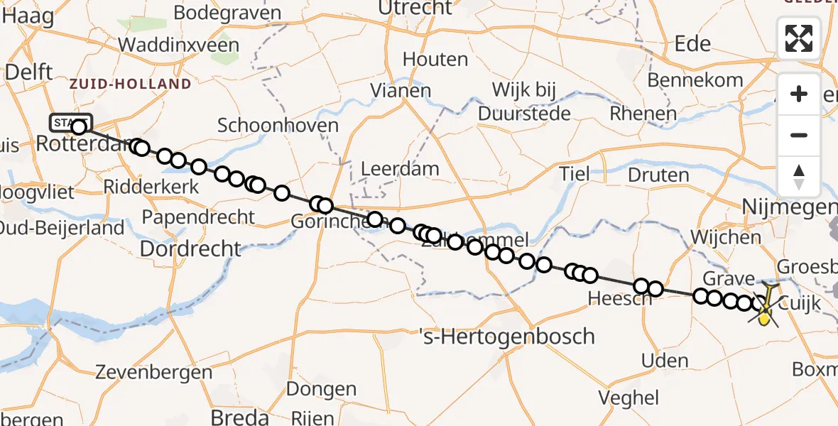 Routekaart van de vlucht: Lifeliner 2 naar Beers NB, Wandelaarpad