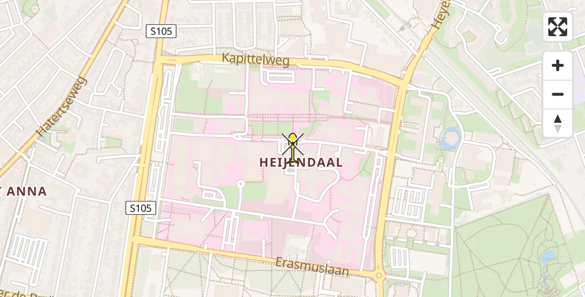 Vluchtroute Traumahelikopter van Radboud Universitair Medisch Centrum naar Radboud Universitair Medisch Centrum