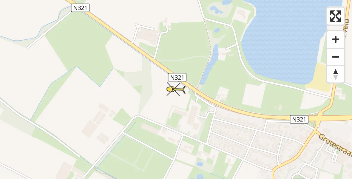 Routekaart van de vlucht: Traumahelikopter naar Beers NB